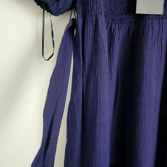 NEW WOMEN'S DKNY BLUE COLOR DRESS Shoulder Ruffle Knee Length SIZE 10 - Picture 3 of 4